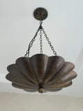 Antique Brass Flower Bowl Pendant Light