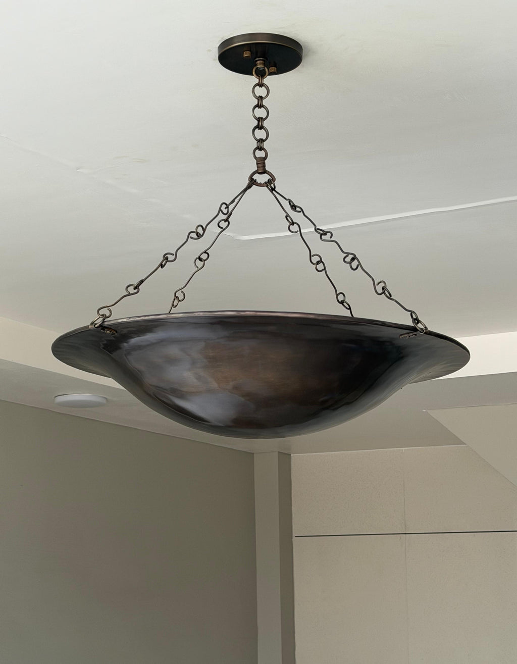 Black antique brass bowl chandelier
