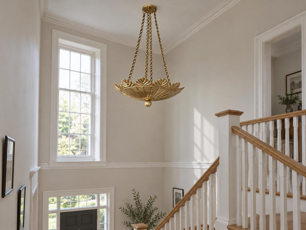 Brushed Brass Scallop Pendant Light