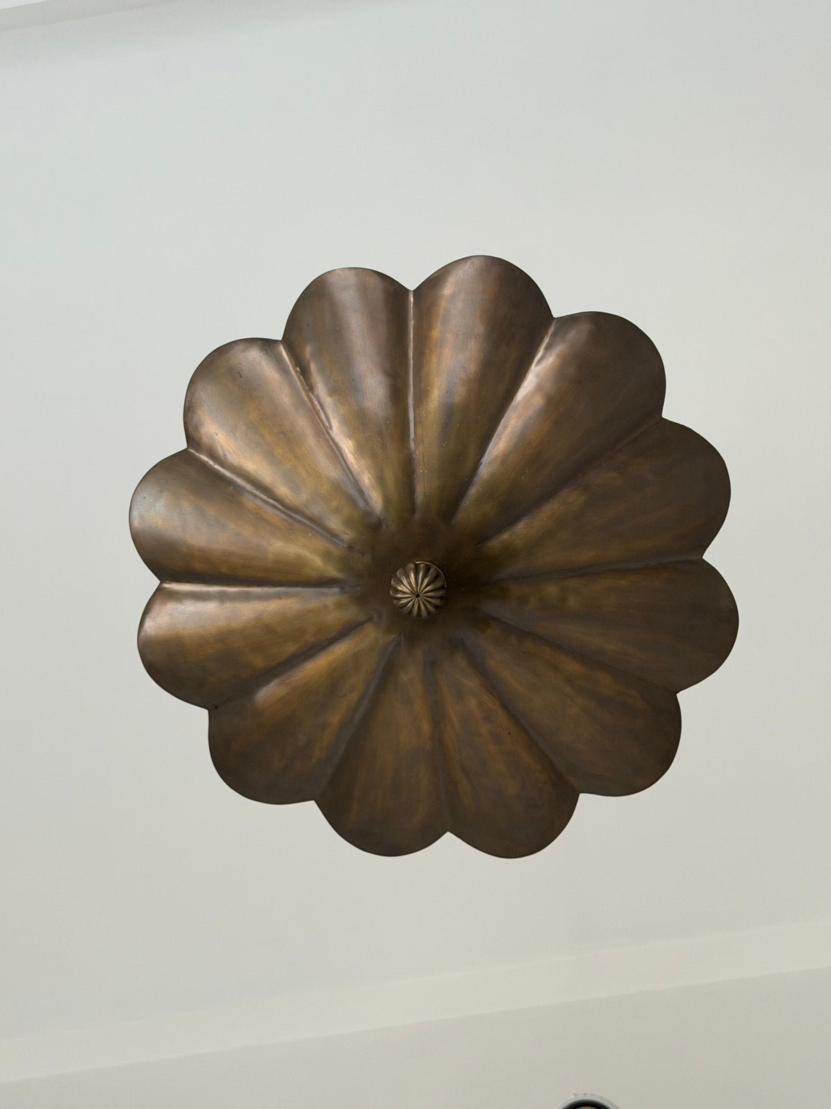 Antique Brass Flower Bowl Pendant Light