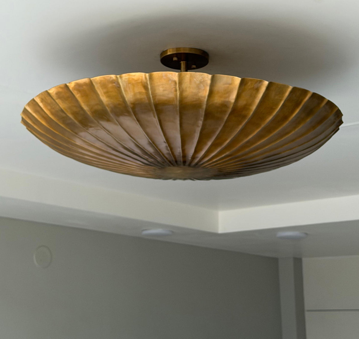 Antique brass fluted dome ceiling light
