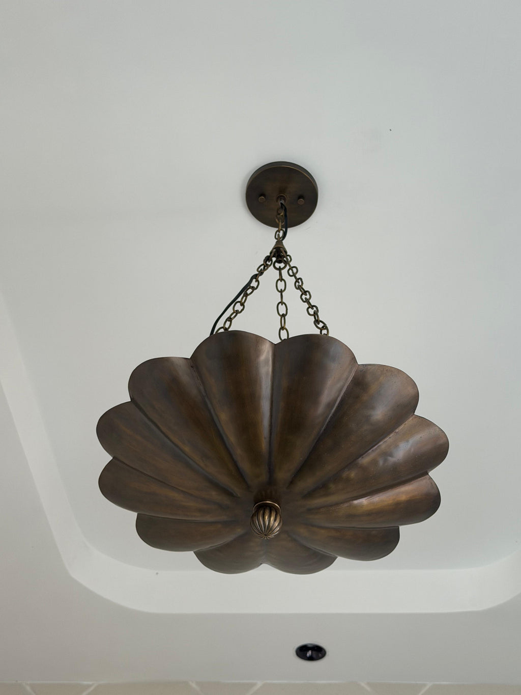 Antique Brass Flower Bowl Pendant Light