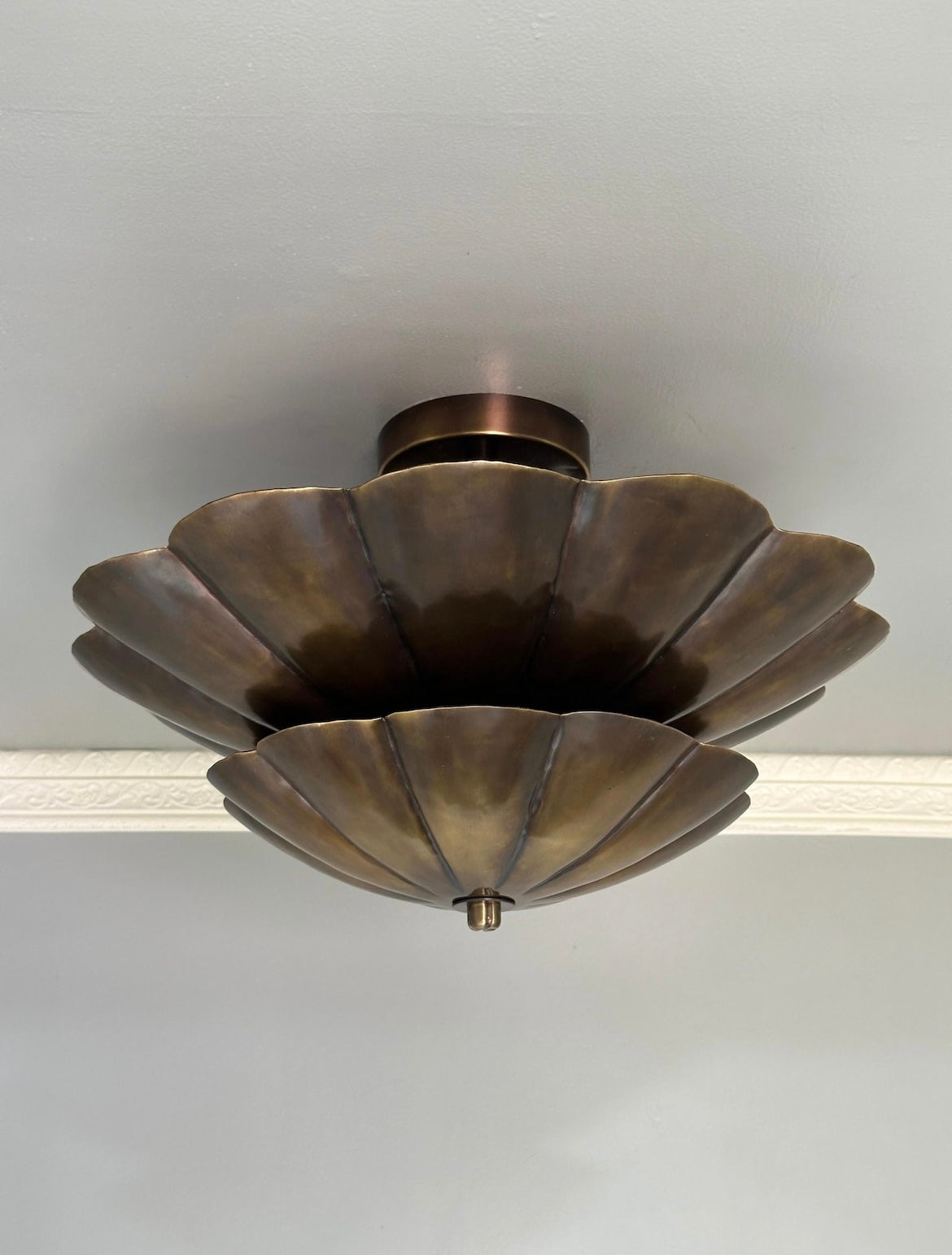 Handcrafted Brass Scalloped Flush Mount