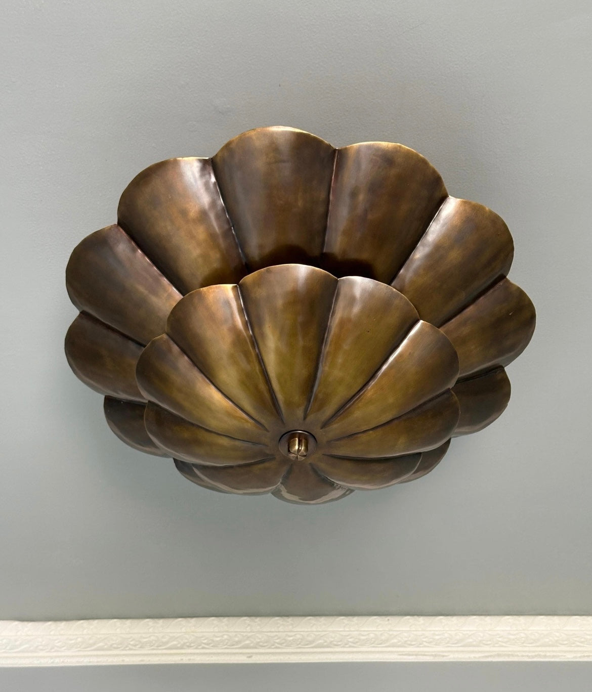 Handcrafted Brass Scalloped Flush Mount