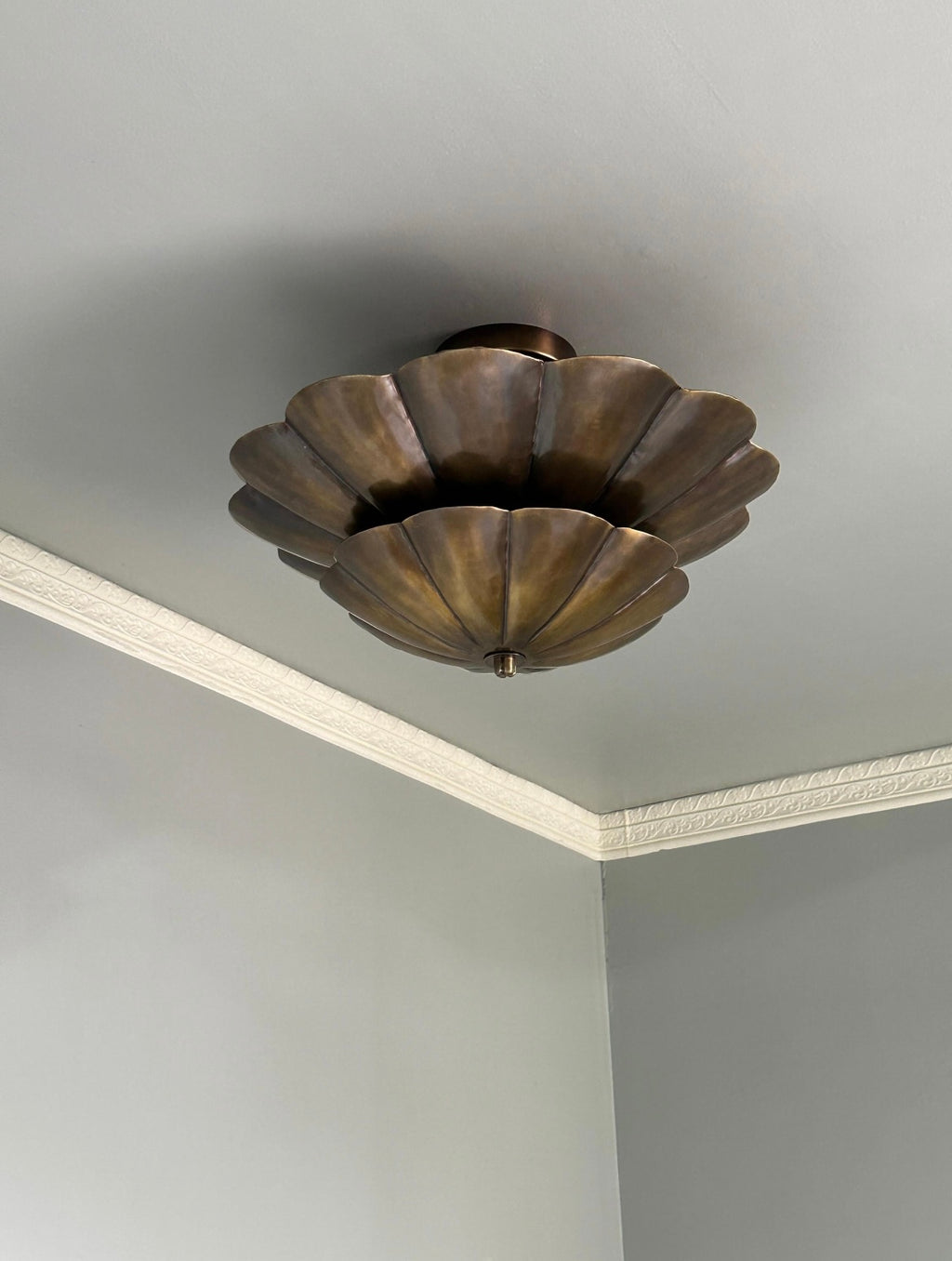 Handcrafted Brass Scalloped Flush Mount