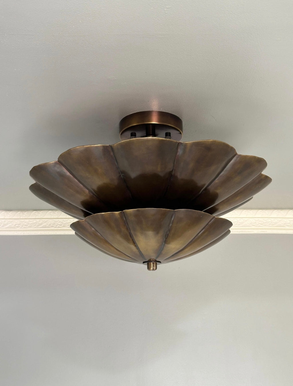 Handcrafted Brass Scalloped Flush Mount