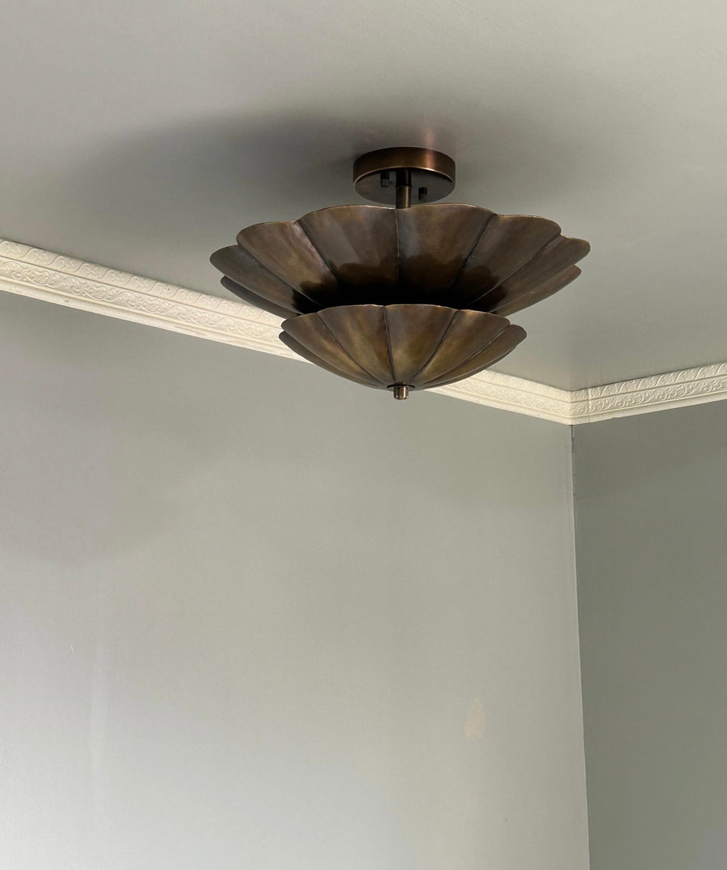 Handcrafted Brass Scalloped Flush Mount