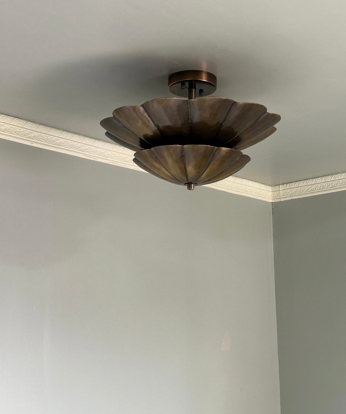 Handcrafted Brass Scalloped Flush Mount