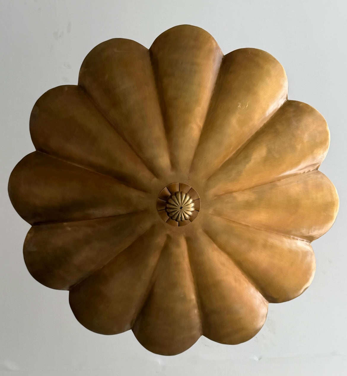 Raw Brass Scalloped Bowl Pendant Light