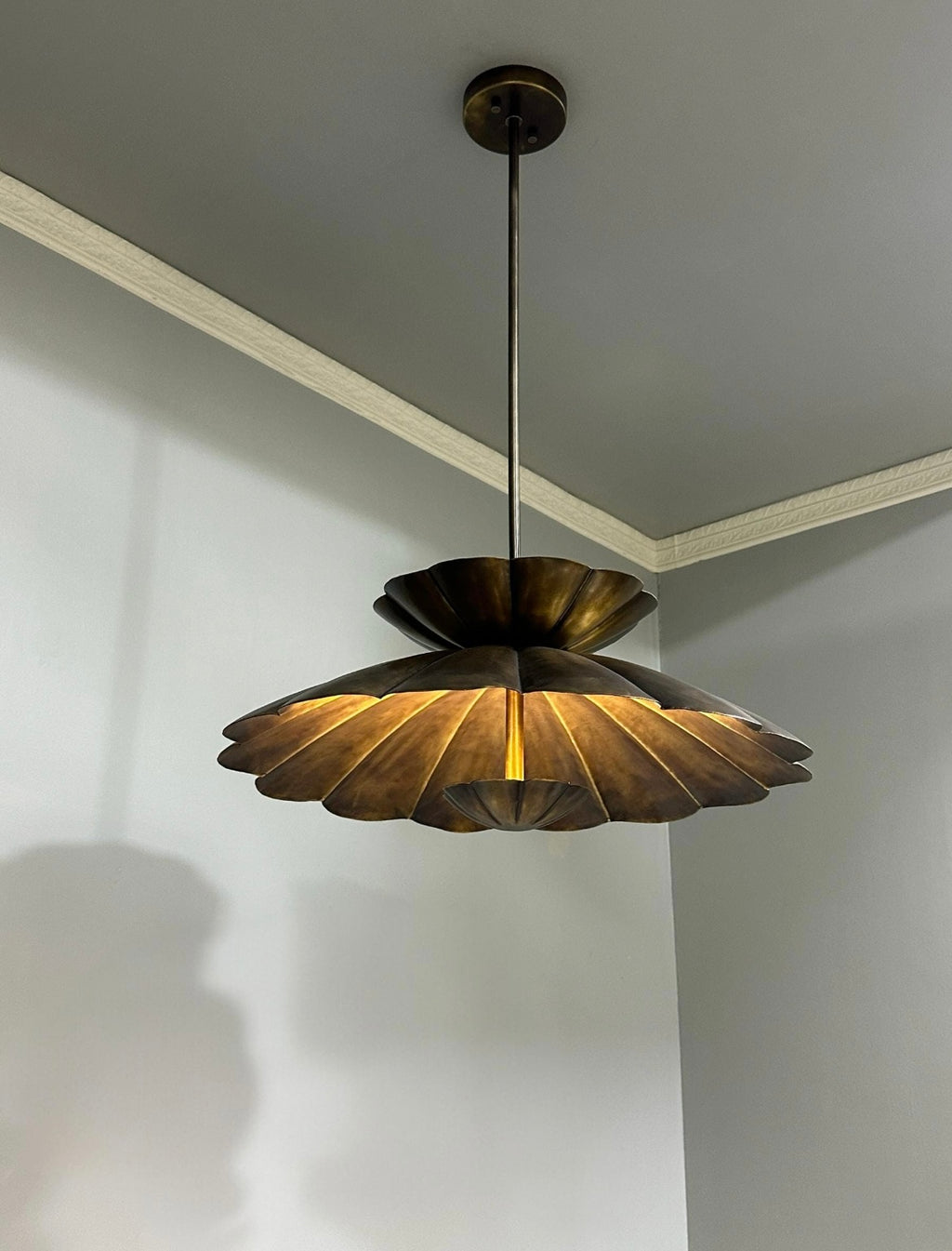 Antique Brass Lotus Pendant Light