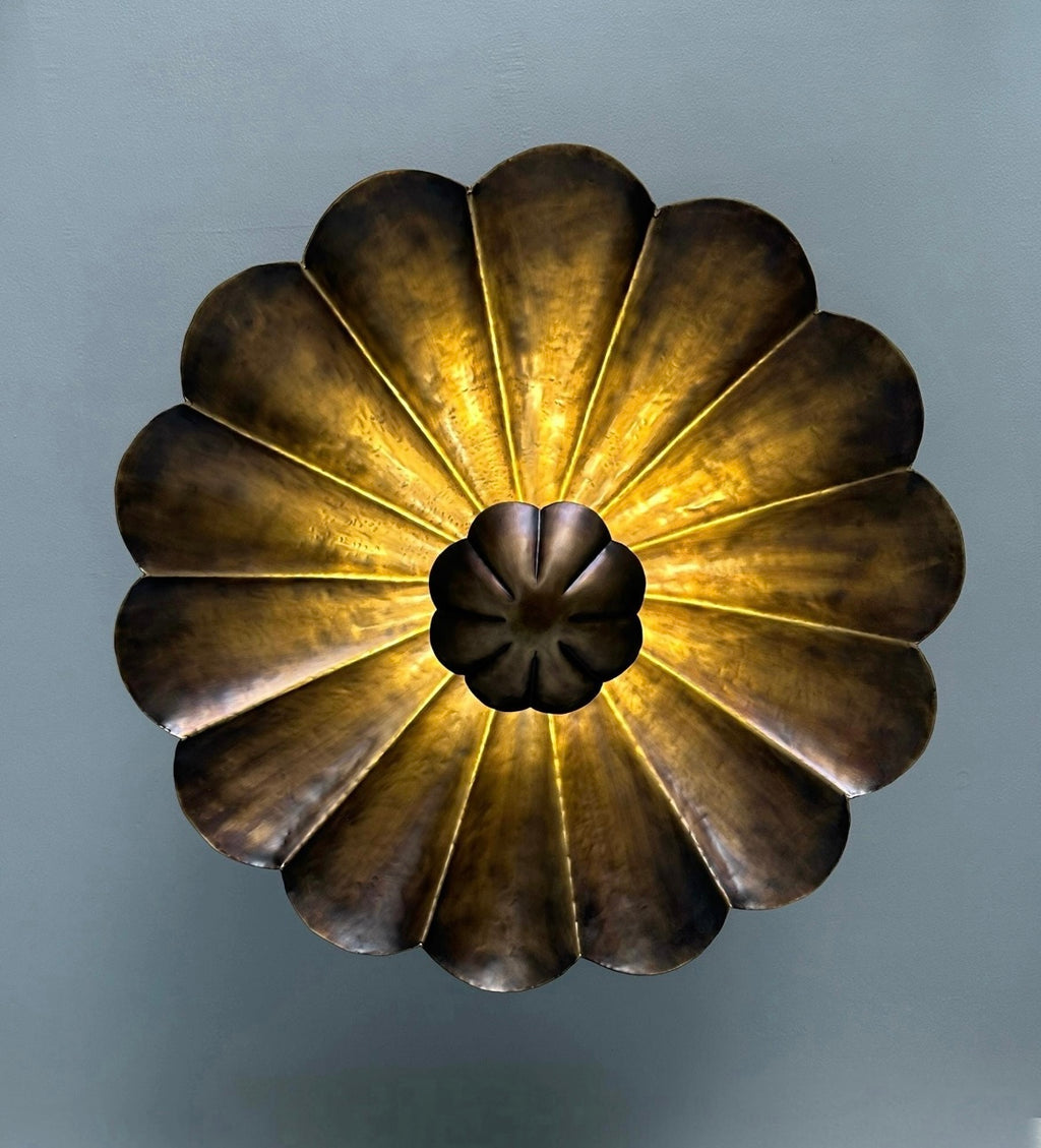 Antique Brass Lotus Pendant Light