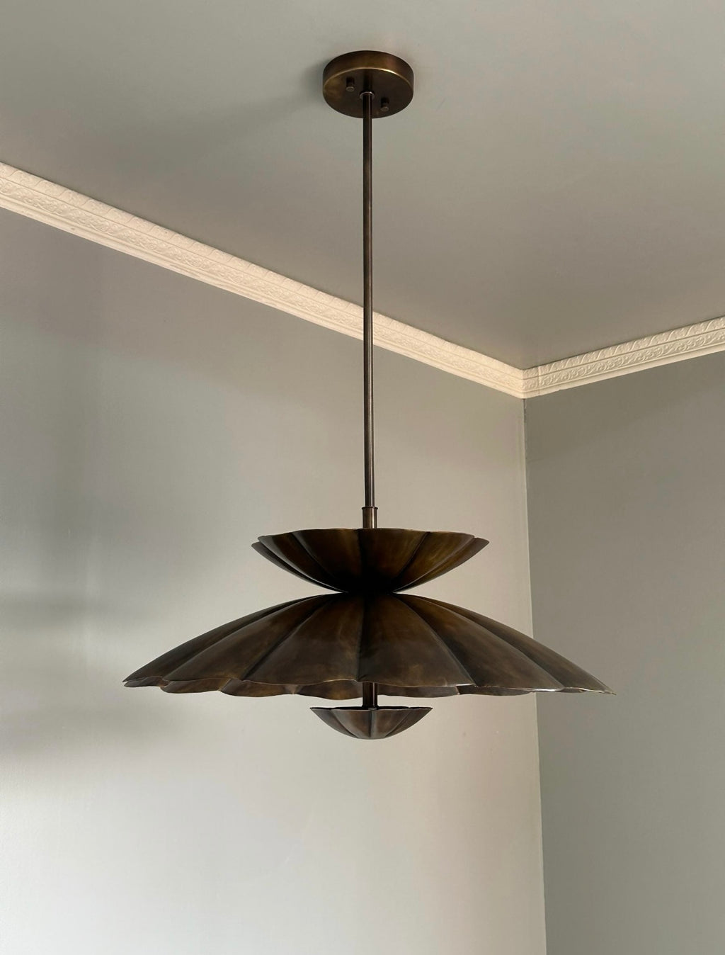 Antique Brass Lotus Pendant Light