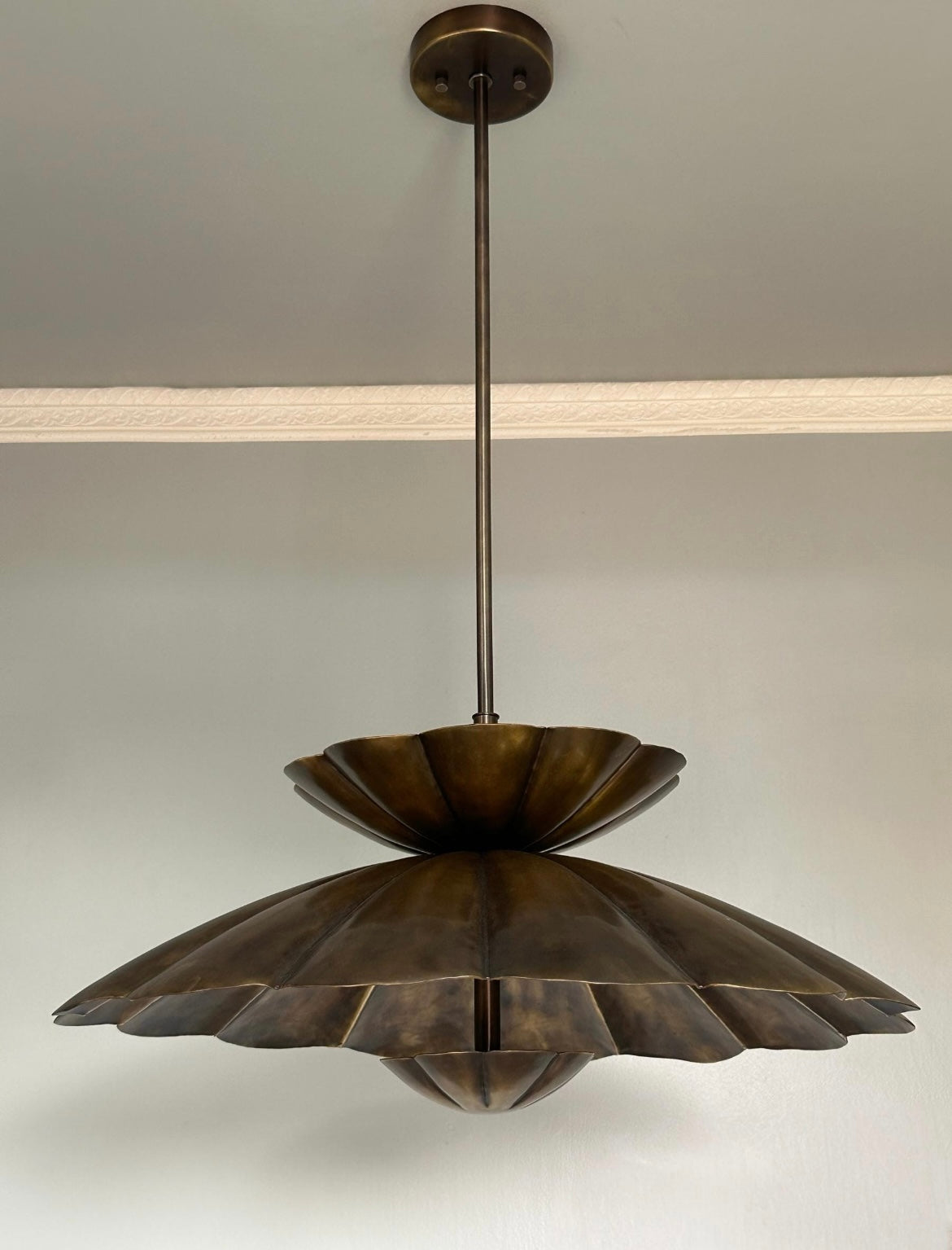 Antique Brass Lotus Pendant Light