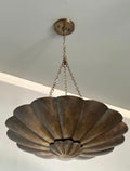 Antique Brass Scallop Pendant Light