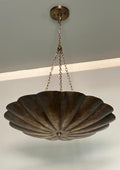 Vintage Brass Scalloped Pendant Light