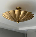 Brushed brass scalloped semi-flush ceiling light