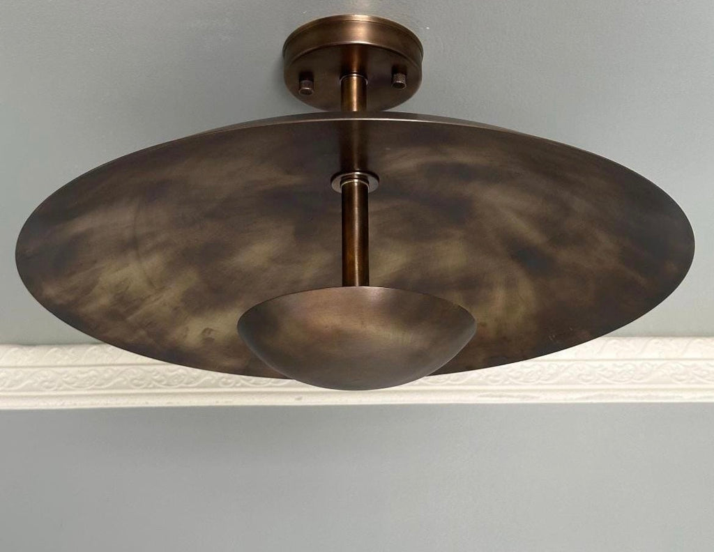 Vintage Brass Scallop Semi Flush Mount