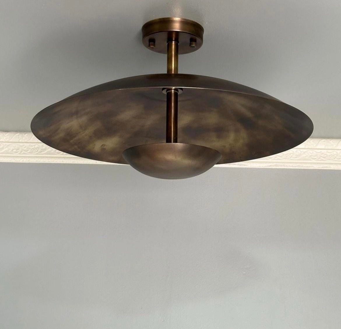 Vintage Brass Scallop Semi Flush Mount