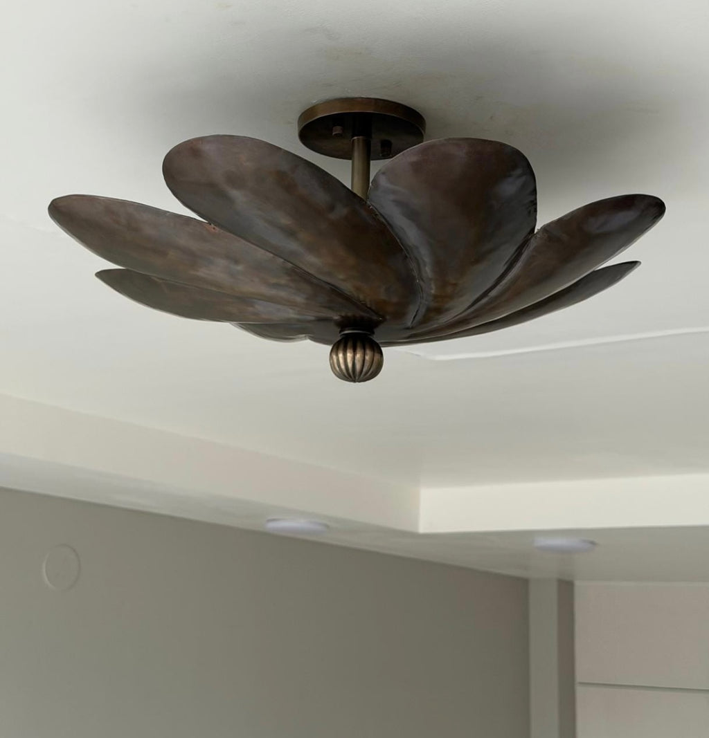 Antique Brass Lotus Flower Ceiling Light