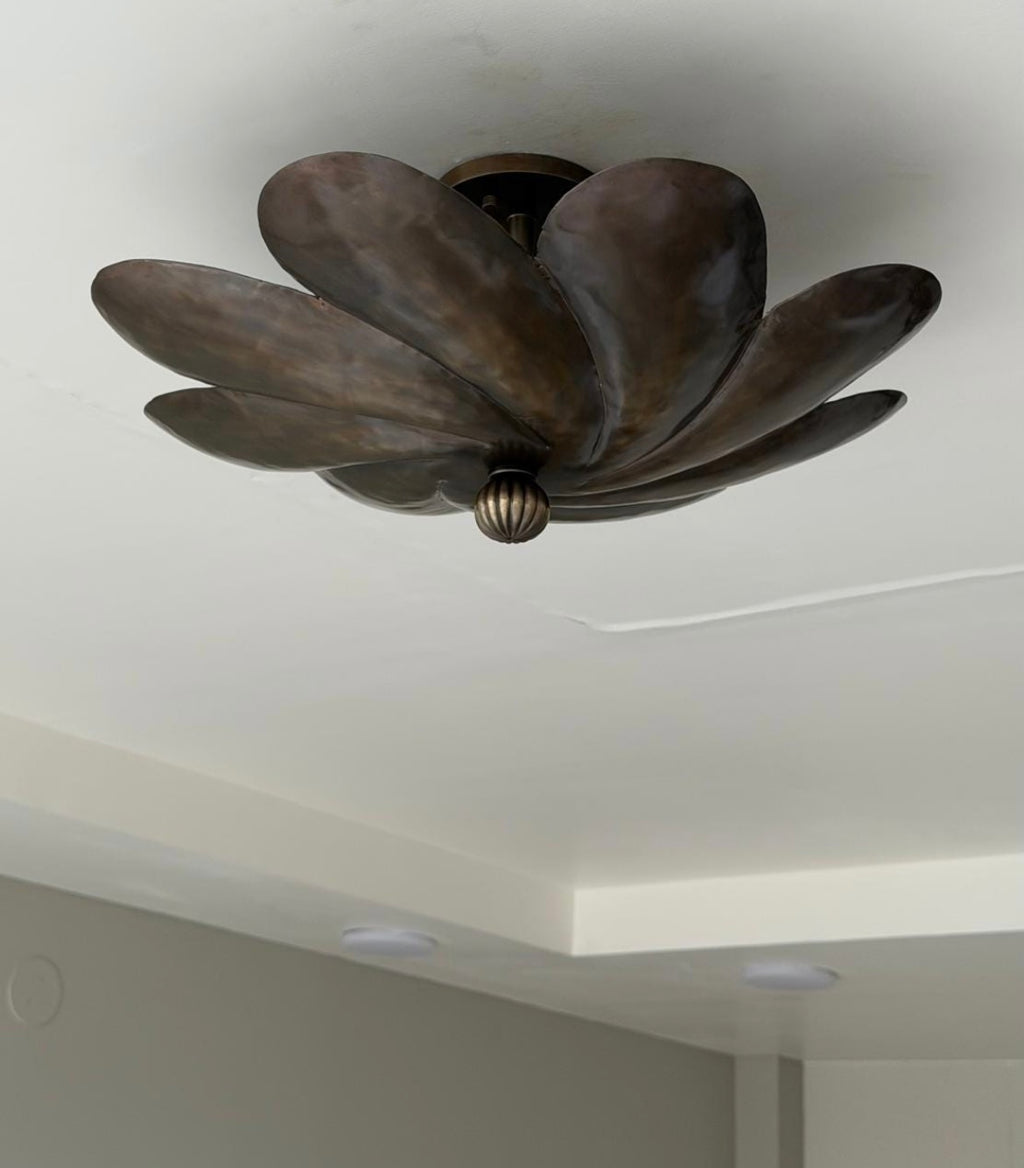 Antique Brass Lotus Flower Ceiling Light