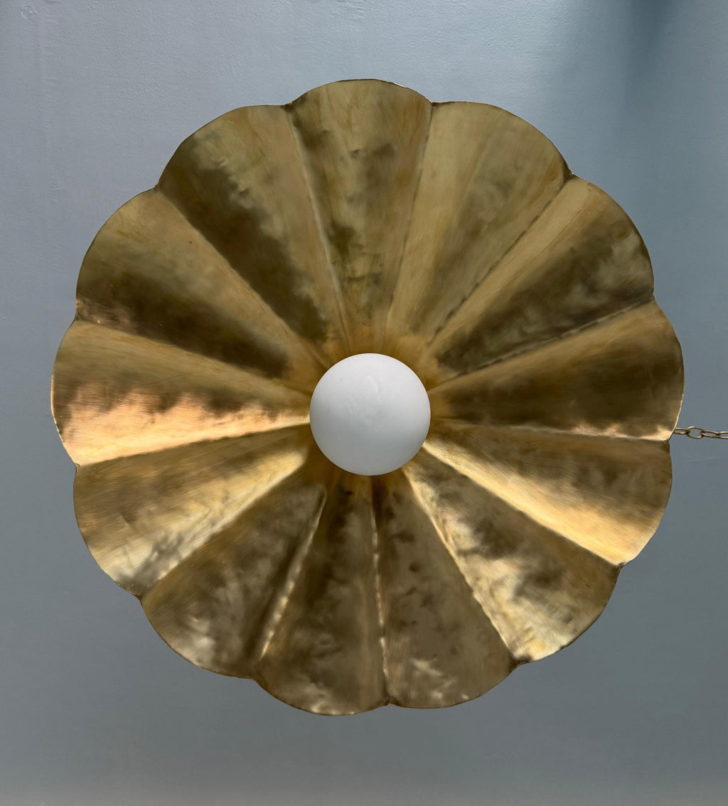 Raw Brass Fluted Dome Pendant Light