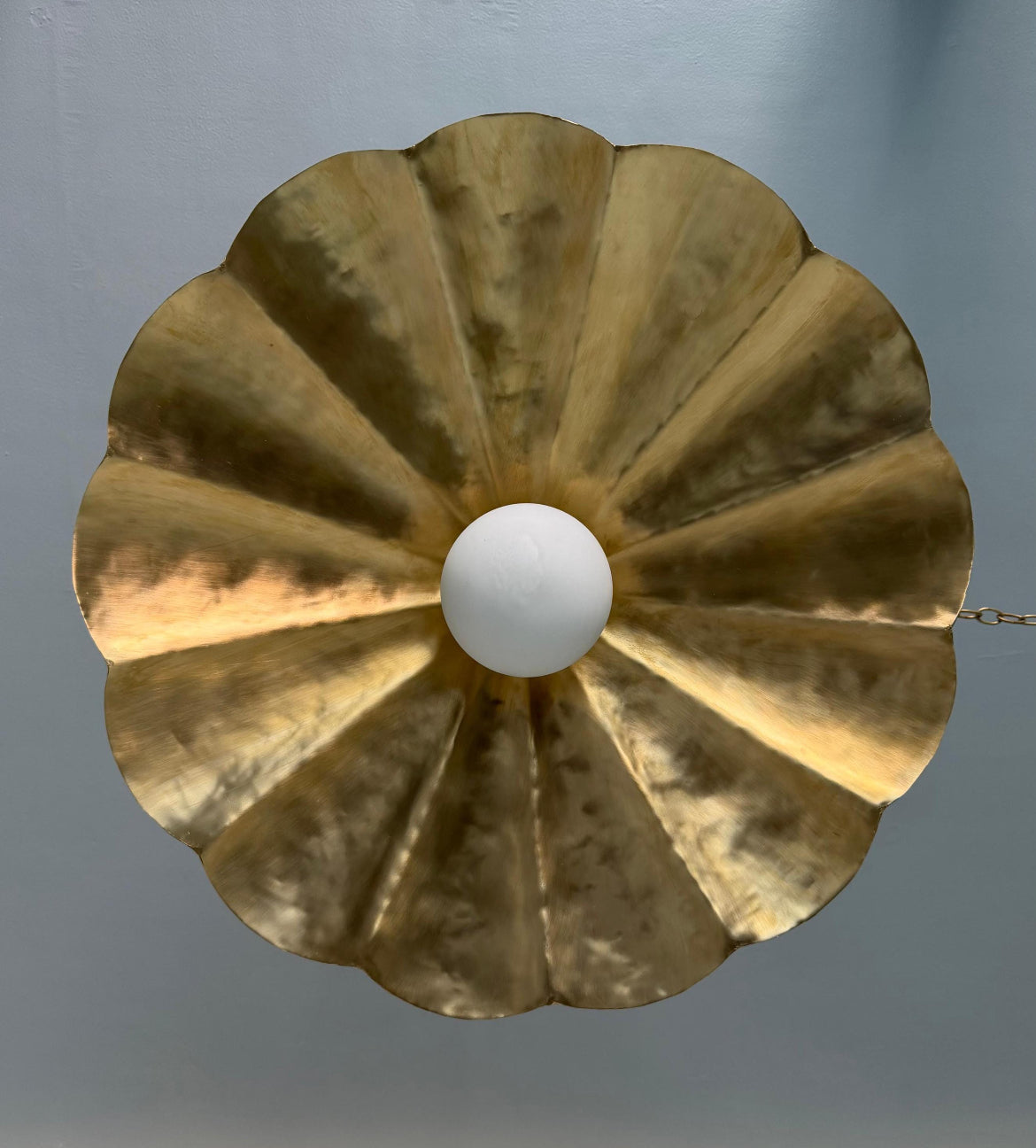 Raw Brass Fluted Dome Pendant Light