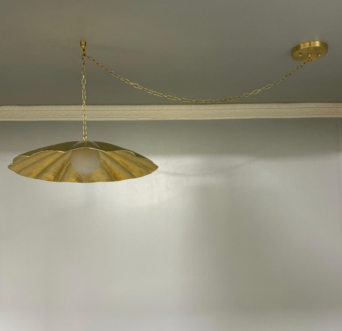 Raw Brass Fluted Dome Pendant Light
