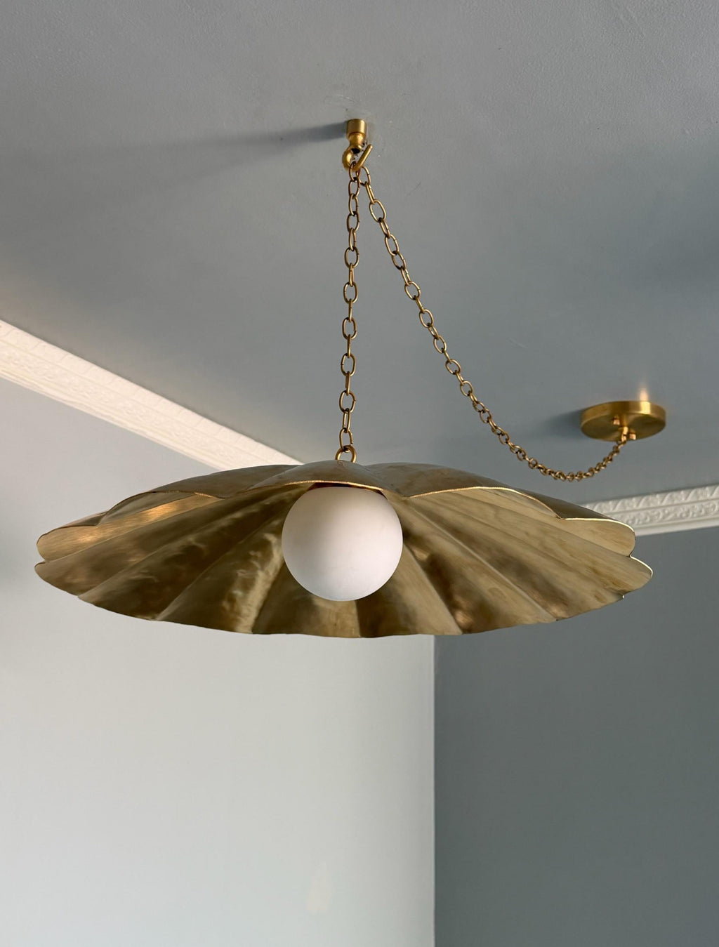 Raw Brass Fluted Dome Pendant Light