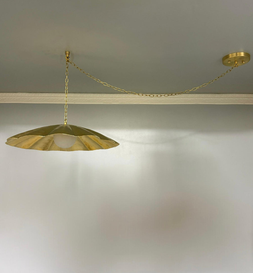 Raw Brass Fluted Dome Pendant Light