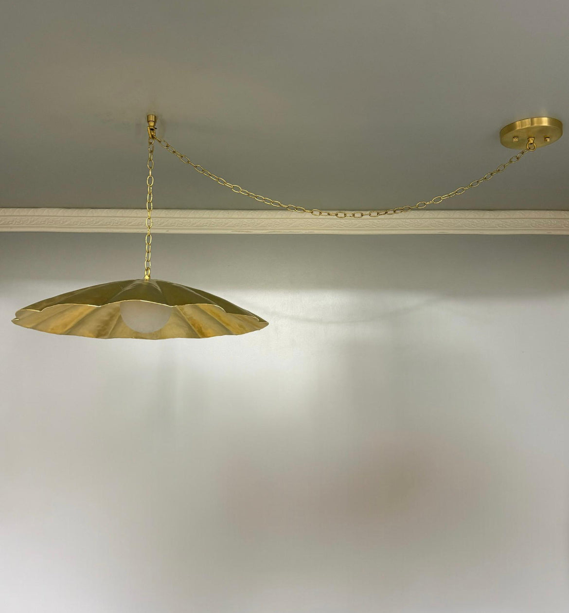 Raw Brass Fluted Dome Pendant Light