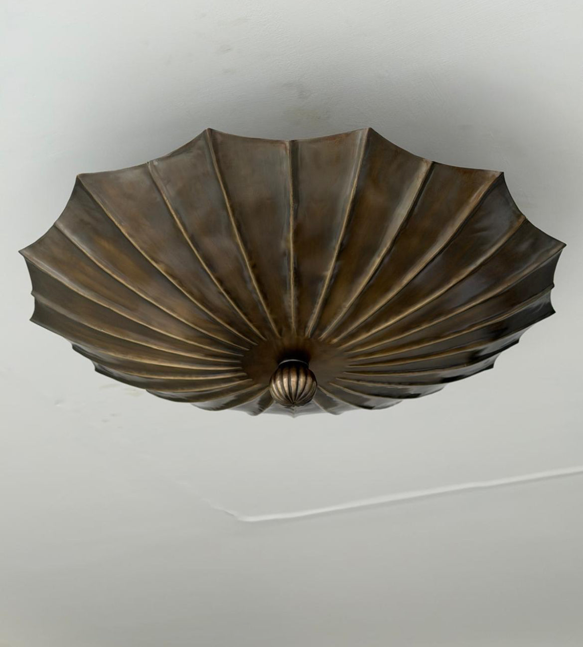 Antique Brass Fluted Flush Mount Light