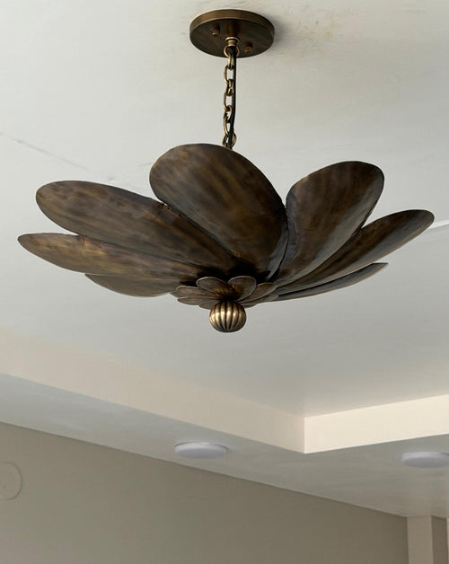 Handmade brass flower pendant light with adjustable chain