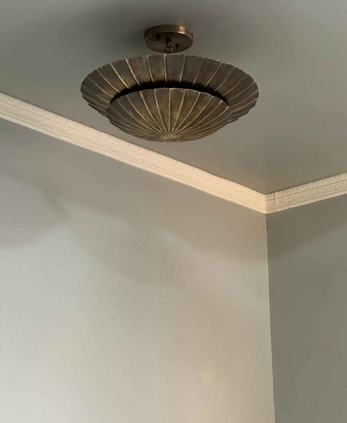 Handcrafted antique brass layered petal ceiling light