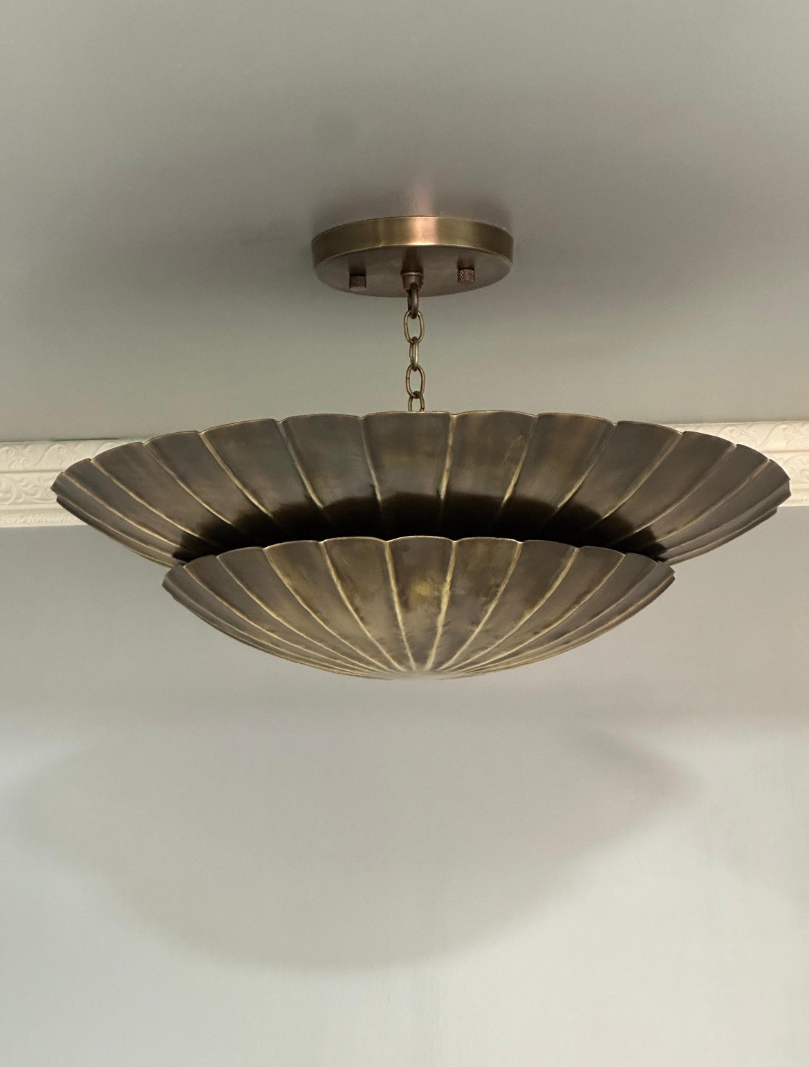 Antique brass double layer flush mount ceiling light