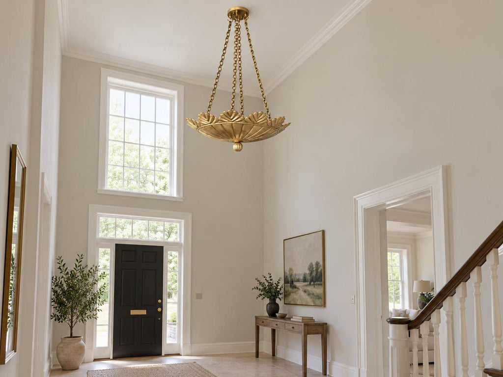 Brushed Brass Scallop Pendant Light