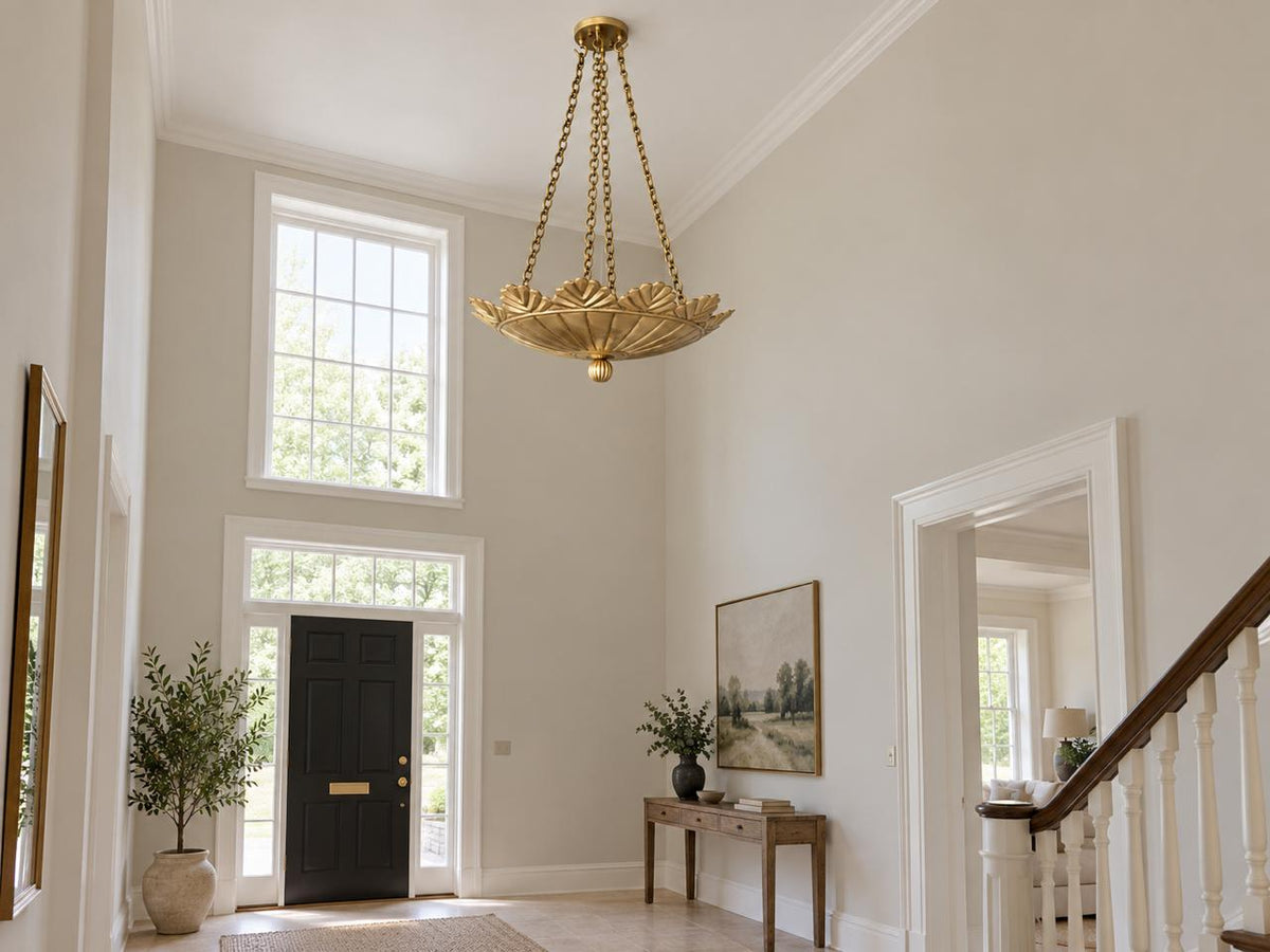 Brushed Brass Scallop Pendant Light