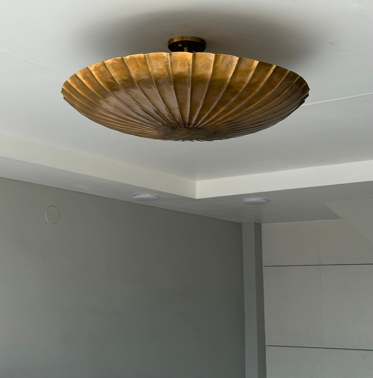 Raw Brass Fluted Flush Mount Ceiling Light