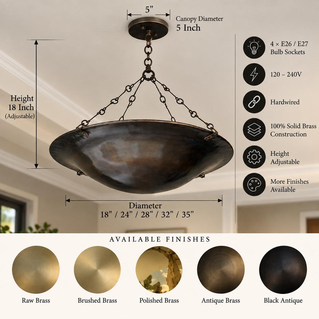 Black Antique Dish Bowl Pendant