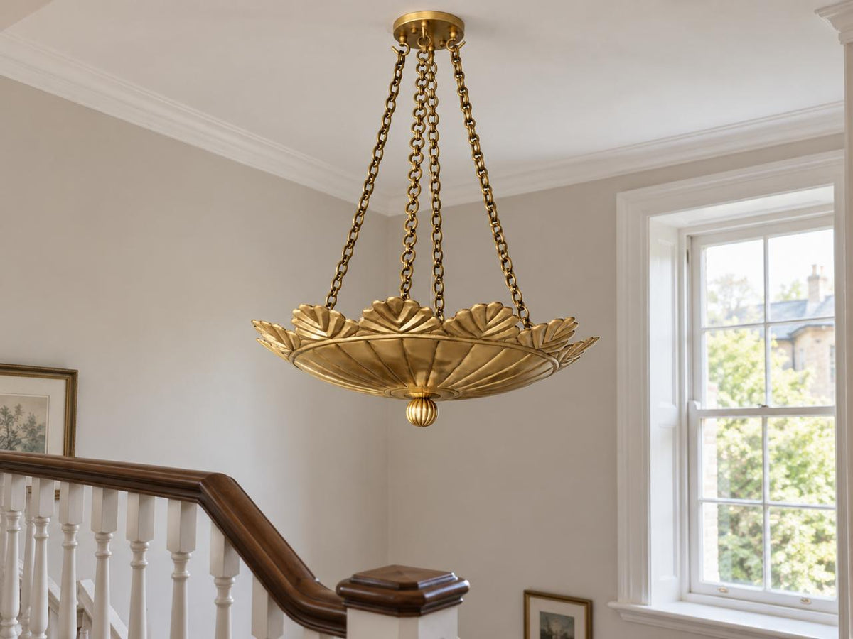 Brushed Brass Scallop Pendant Light