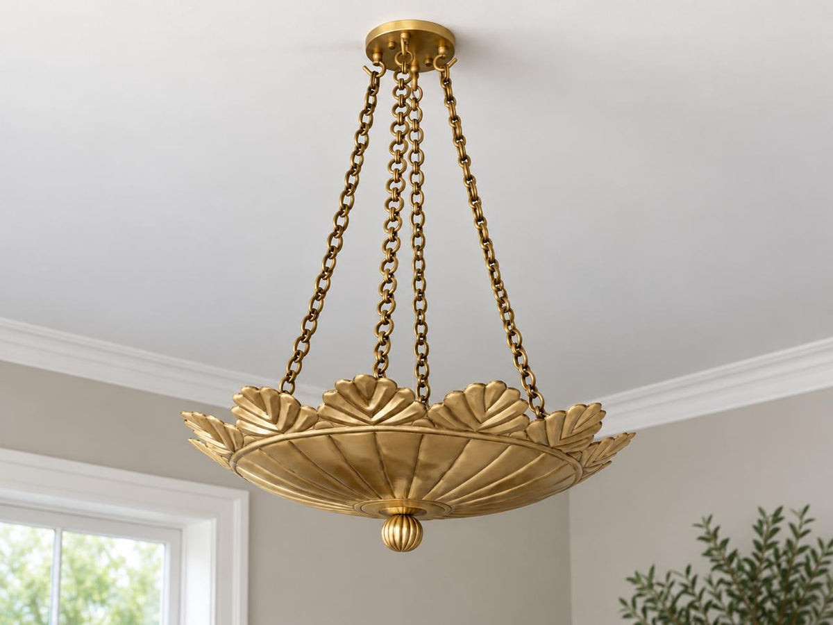 Brushed Brass Scallop Pendant Light