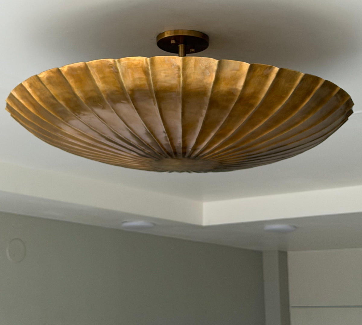 Raw Brass Fluted Flush Mount Ceiling Light