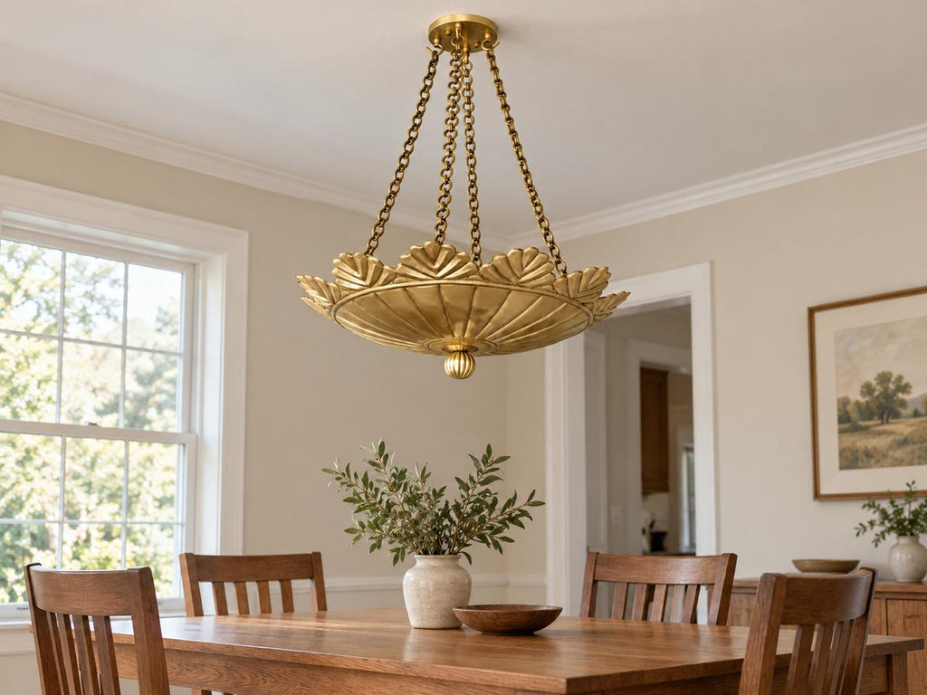 Brushed Brass Scallop Pendant Light