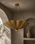 Raw Brass Scalloped Bowl Pendant Light