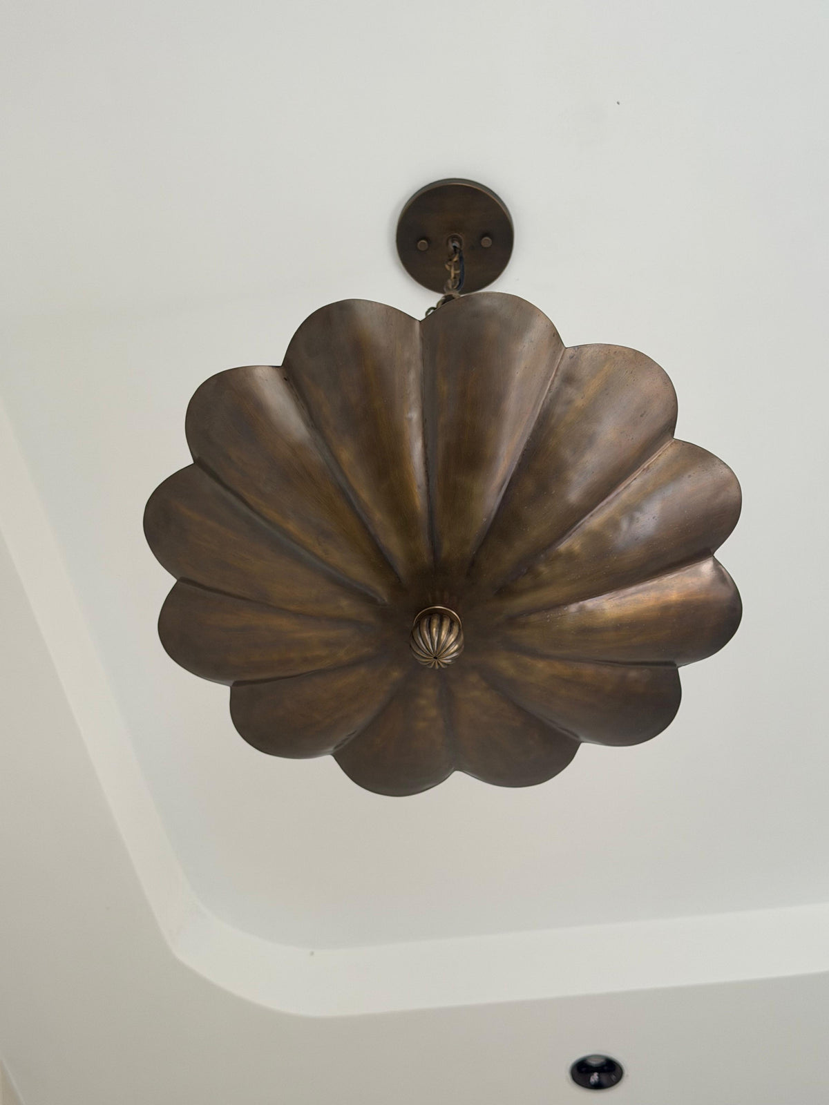 Antique Brass Flower Bowl Pendant Light