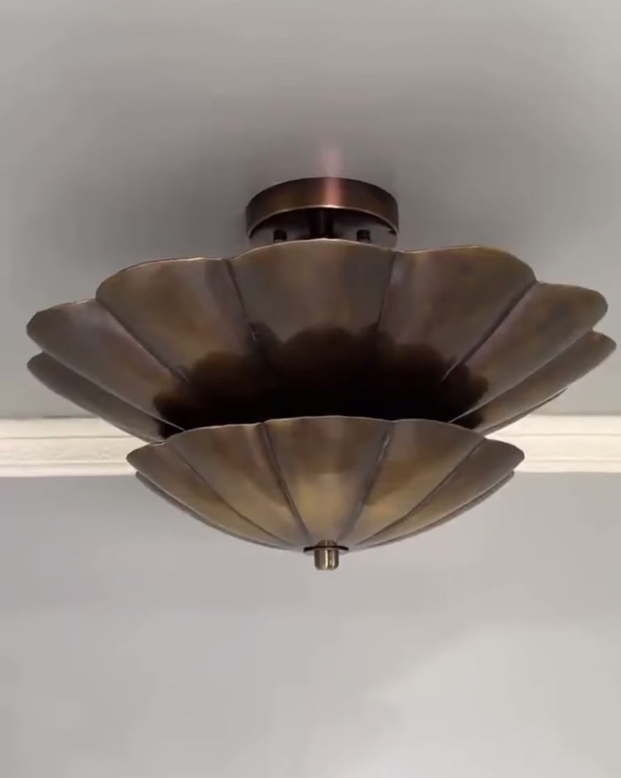 Handcrafted Brass Scalloped Flush Mount
